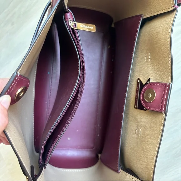 Michael Kors Deep Red Burgandy Tote with Gold Accents - Picture 6 of 6